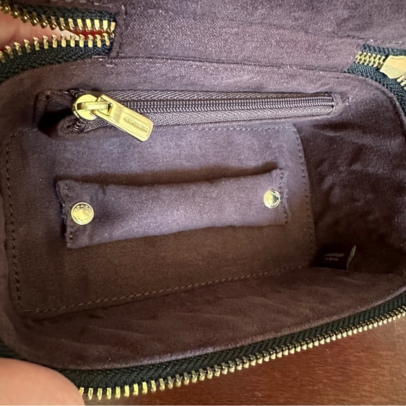 Coach Vanity Case Handled Zip Jewelry Travel Box Halftone Floral Black/Wine - Picture 12 of 13